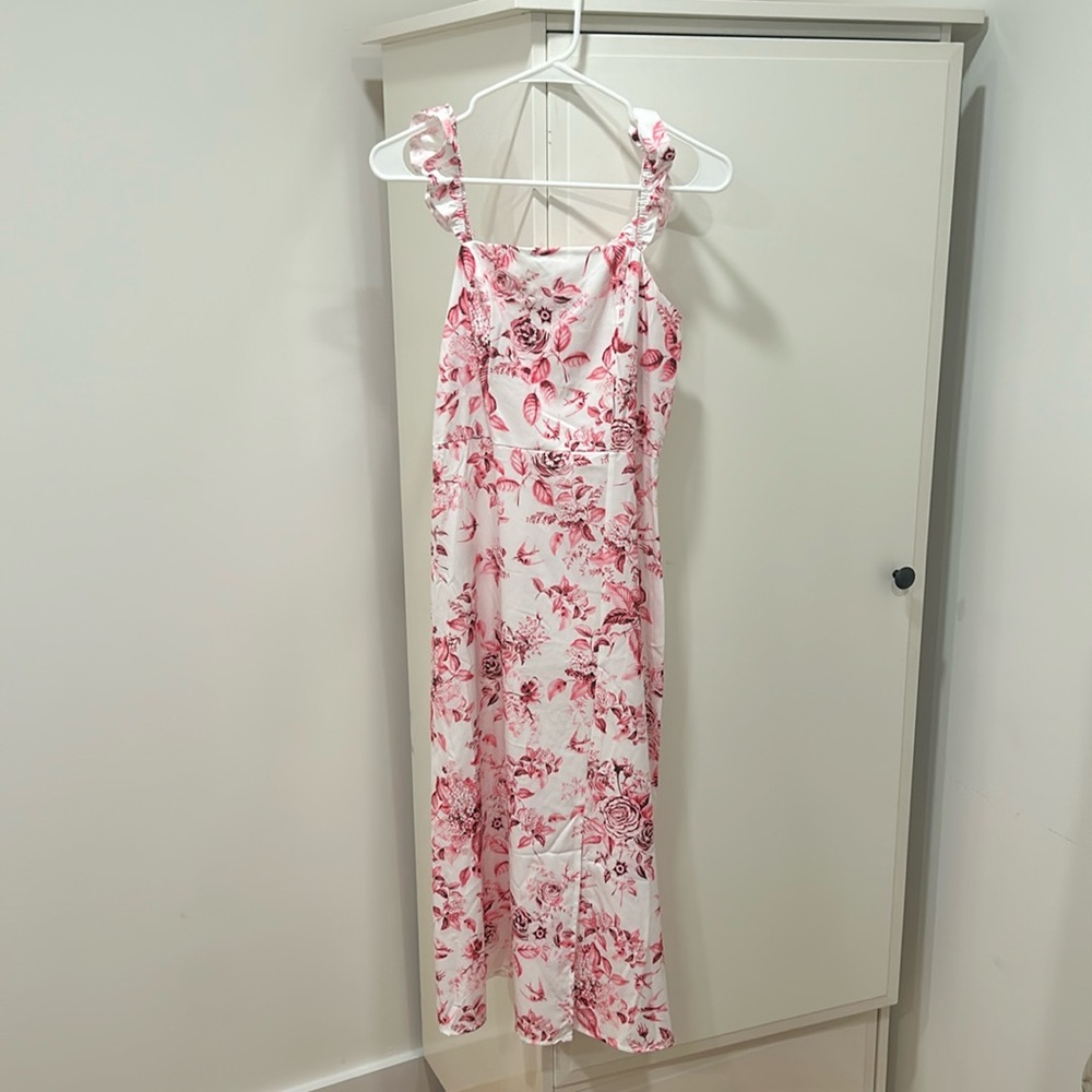 Pink Floral Midi Dress